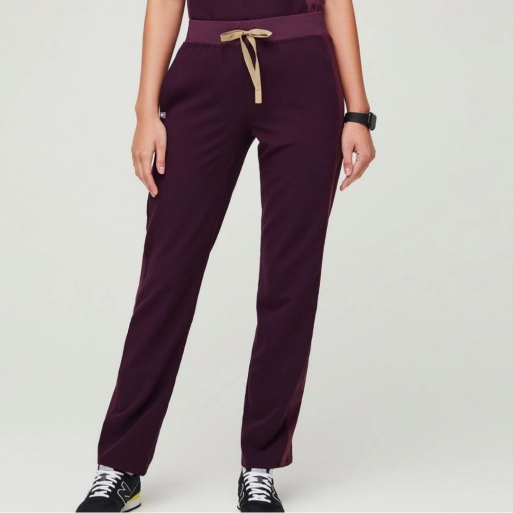FIGS Burgundy Livingston Paneled Two-Toned Limited Scrub Pants Women's Size XS/T